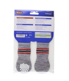 Trixie Dog Socks Non-Slip-Grey-Medium-Large