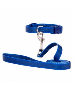 Woofi Dog Printed Adjustable Leash Set - Small - Blue