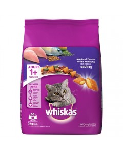 Whiskas Cat Food Mackerel, 3 kg(Free 300g -*Only For Limited Stocks)