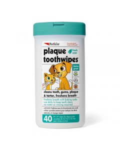 Petkin Plaque Toothwipes Fresh Mint - 40 Wipes