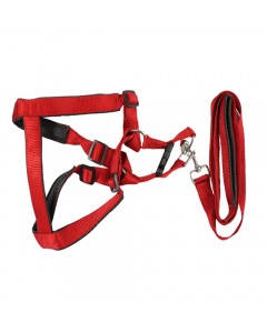 Woofi Dog Nylon Plain Harness Set - Medium  - Red