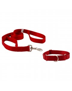 Woofi Dog Plain Leash Set - Small - Red